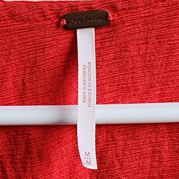 Free People Bright Red/Orange V-Neck Crossover Blouse Size Medium - Picture 9 of 16